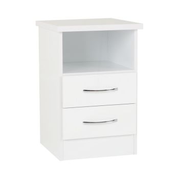 Nevada 2 Drawer Bedside - L40 x W40 x H61 cm - White Gloss