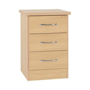 Nevada 3 Drawer Bedside - L40 x W40 x H61 cm - Sonoma Oak Effect