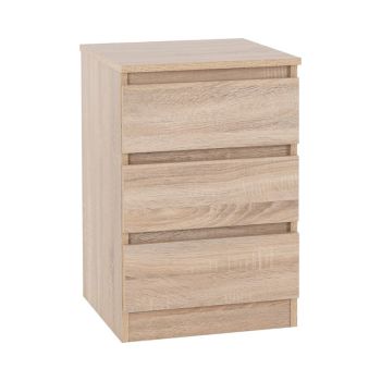 Malvern 3 Drawer Bedside - L40 x W40 x H60 cm - Sonoma Oak Effect