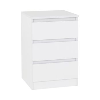 Malvern 3 Drawer Bedside - L40 x W40 x H60 cm - White