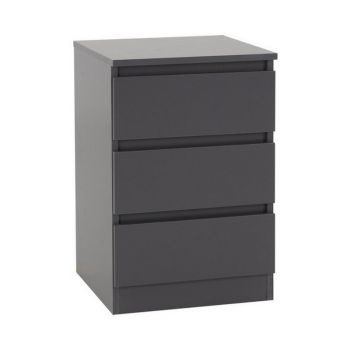 Malvern 3 Drawer Bedside - L40 x W40 x H60 cm - Grey