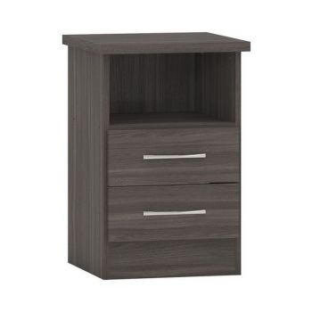 Nevada 2 Drawer Bedside - L40 x W40 x H61 cm - Black Wood Grain