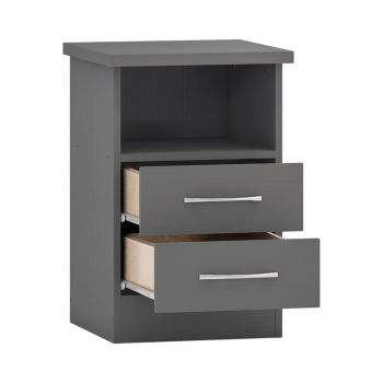 Nevada 2 Drawer Bedside - L40 x W40 x H61 cm - 3D Effect Grey