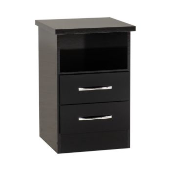 Nevada 2 Drawer Bedside - L40 x W40 x H61 cm - Black Gloss