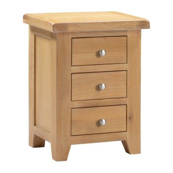 Windsor 3 Drawer Bedside - L37 x W47 x H62.5 cm - Natural Oak