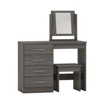 Nevada 4 Drawer Dressing Table Set - Black Wood Grain