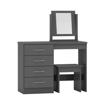 Nevada 4 Drawer Dressing Table Set - 3D Effect Grey