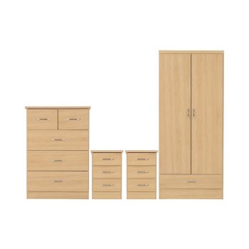 Nevada 2 Door 1 Drawer Wardrobe Bedroom Set - Sonoma Oak Effect