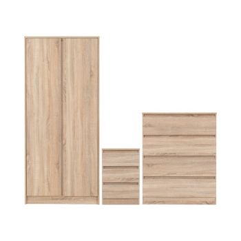 Malvern Trio Bedroom Set - L50.5 x W80 x H180 cm - Sonoma Oak Effect