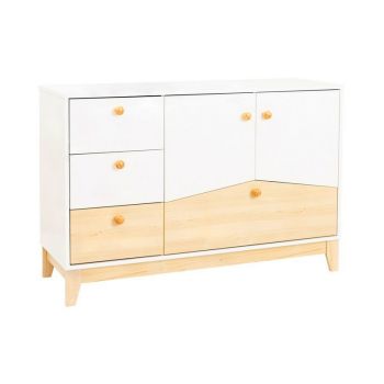 Cody 2 Door 4 Drawer Storage Unit - L40.5 x W118 x H80 cm - White/Pine Effect