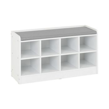 Portland Shoe Bench - L34.5 x W97 x H55 cm - White/Steel Fabric