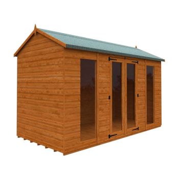 12 x 6 Feet Full Pane Workman Apex 12mm Shed - Solid Wood/Softwood/Pine - L355 x W175 x H240.5 cm - Burnt Orange