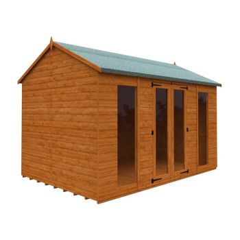 12 x 8 Feet Full Pane Workman Apex 12mm Shed - Solid Wood/Softwood/Pine - L355 x W235 x H254.5 cm - Burnt Orange