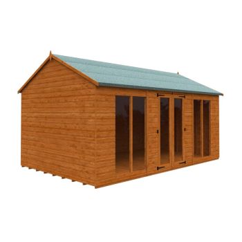 16 x 10 Feet Full Pane Workman Apex 12mm Shed - Solid Wood/Softwood/Pine - L475 x W295 x H268.5 cm - Burnt Orange