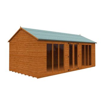 20x10 Full Pane Workman Apex 12mm Shed - L595 x W295 x H268.5 cm - Solid Wood/Softwood/Pine - Burnt Orange