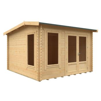 12x12w The Longleat Plus 44mm Cabin - L355 x W355 x H247 cm - Solid Wood/Softwood/Pine - Natural