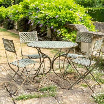 Marlboro Bistro Set - 5pc - L90 x W90 x H76 cm - Antique Blue Rust