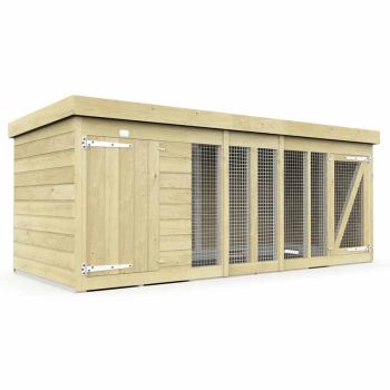 10ft x 4ft Dog Kennel and Run - Wood - L127 x W302 x H127 cm