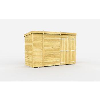 10 x 4 Feet Pent Shed - Double Door Without Windows - Wood - L118 x W302 x H201 cm