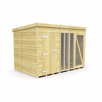 10ft X 6ft Dog Kennel and Run Full Height - Wood - L178 x W302 x H201 cm