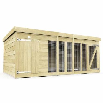 10ft x 6ft Dog Kennel and Run - Wood - L185 x W302 x H127 cm