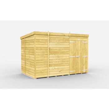 10 x 6 Feet Pent Shed - Double Door Without Windows - Wood - L178 x W302 x H201 cm