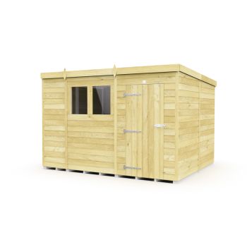 10 x 8 Feet Pent Shed - Single Door With Windows - Wood - L231 x W302 x H201 cm