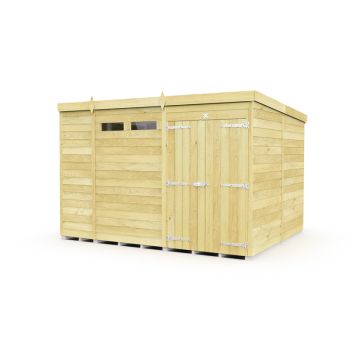 10 x 8 Feet Pent Security Shed - Double Door - Wood - L231 x W302 x H201 cm