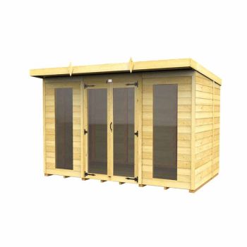 10ft x 8ft Pent Summer House (Full Height Window) - Wood - L231 x W302 x H201 cm