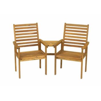 Napoli 2 Seater Companion Set - Acacia Hardwood - L150 x W60 x H96 cm