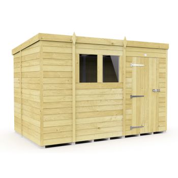 11 x 6 Feet Pent Shed - Single Door With Windows - Wood - L178 x W329 x H201 cm