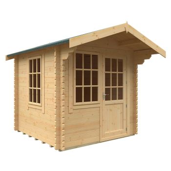 8x8w The Carrington Plus 44mm Cabin - L235 x W235 x H251.3 cm - Solid Wood/Softwood/Pine - Natural