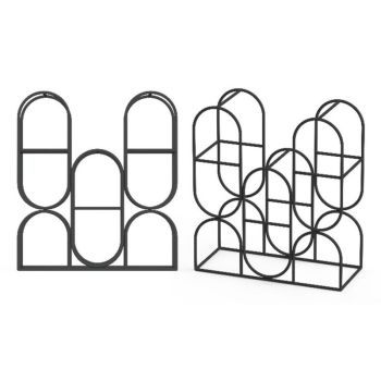 36cm - 8 Bottle Wine Rack - Cast Iron - L8 x W18 x H33 cm - Black