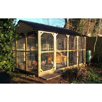 All Cooped Up Poultry/Pet run - 9 x 6 x 6 ft Onduline apex roof - 1/2" x 1/2" 19 gauge, galvanised wire mesh