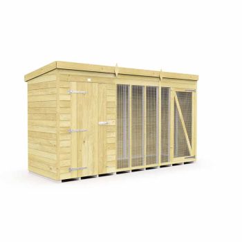 12ft X 4ft Dog Kennel and Run Full Height - Wood - L118 x W358 x H201 cm