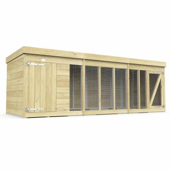 12ft x 4ft Dog Kennel and Run - Wood - L127 x W358 x H127 cm