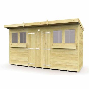 12 x 4 Feet Pent Summer Shed - Wood - L118 x W358 x H201 cm