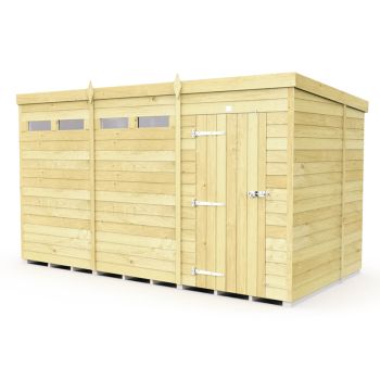 12 x 6 Feet Pent Security Shed - Single Door - Wood - L178 x W358 x H201 cm
