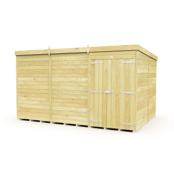 12 x 8 Feet Pent Shed - Double Door Without Windows - Wood - L231 x W358 x H201 cm
