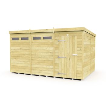 12 x 8 Feet Pent Security Shed - Single Door - Wood - L231 x W358 x H201 cm
