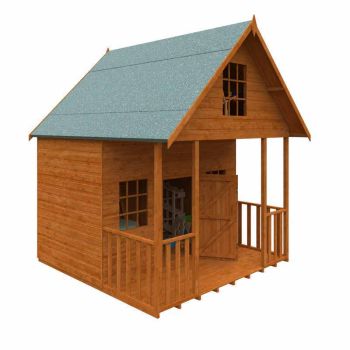 8 x 8 Feet Lodge 12mm Shed - Solid Wood/Softwood/Pine - L235 x W235 x H290.6 cm - Burnt Orange+D1024