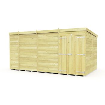 13 x 8 Feet Pent Shed - Double Door Without Windows - Wood - L231 x W387 x H201 cm