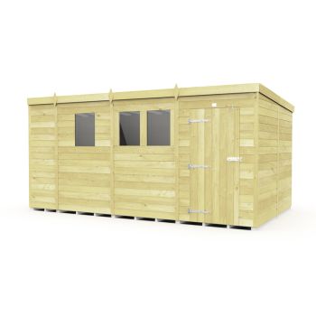 13 x 8 Feet Pent Shed - Single Door With Windows - Wood - L231 x W387 x H201 cm
