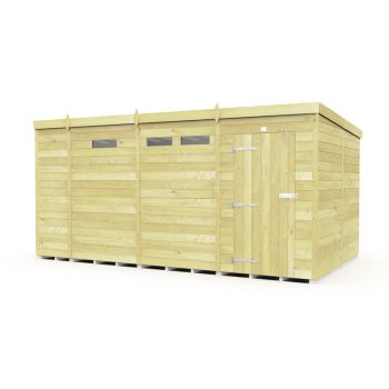 13 x 8 Feet Pent Security Shed - Single Door - Wood - L231 x W387 x H201 cm