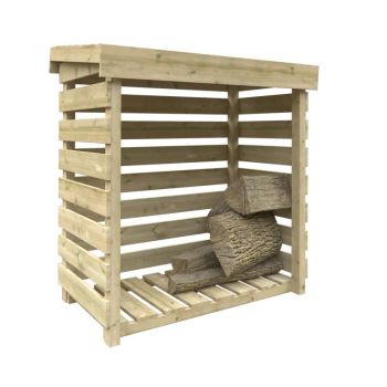 4x2 Tanalised Log Store 19mm Shed - L115 x W55 x H123 cm - Solid Wood/Softwood/Pine - Green