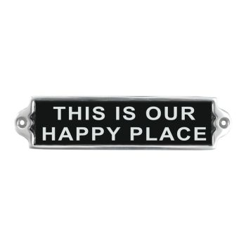 "This Is Our Happy Place" Wall Plaque - Aluminium - L1 x W20 x H6 cm