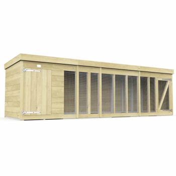 14ft x 4ft Dog Kennel and Run - Wood - L127 x W417 x H127 cm