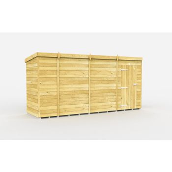 14 x 4 Feet Pent Shed - Single Door Without Windows - Wood - L118 x W417 x H201 cm