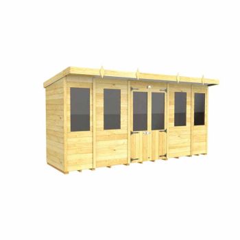 14ft x 4ft Pent Summer House - Wood - L118 x W417 x H201 cm