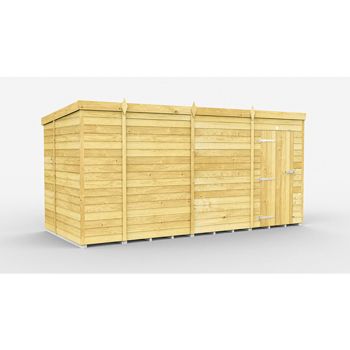 14 x 6 Feet Pent Shed - Single Door Without Windows - Wood - L178 x W417 x H201 cm